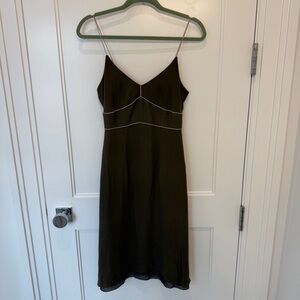 J. Crew Olive / Taupe Dress with Pink Piping Size 6